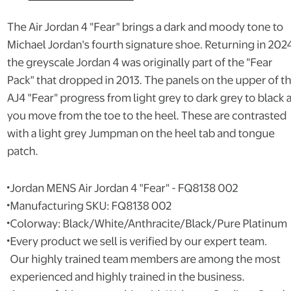NWOT Men's Air Jordan 4 "Fear" Sneakers - Picture 9 of 9